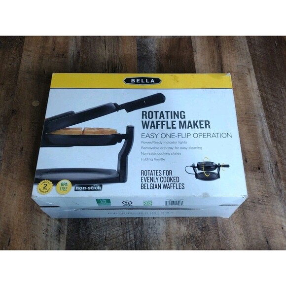 Bella Rotating Belgian Waffle Maker Stainless/Black - NIB Non Stick Pre-owned - Picture 1 of 8